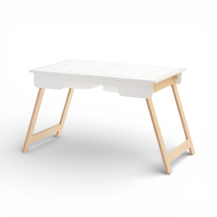 Duck Woodworks. Montessori sensory table with 2 boxes white