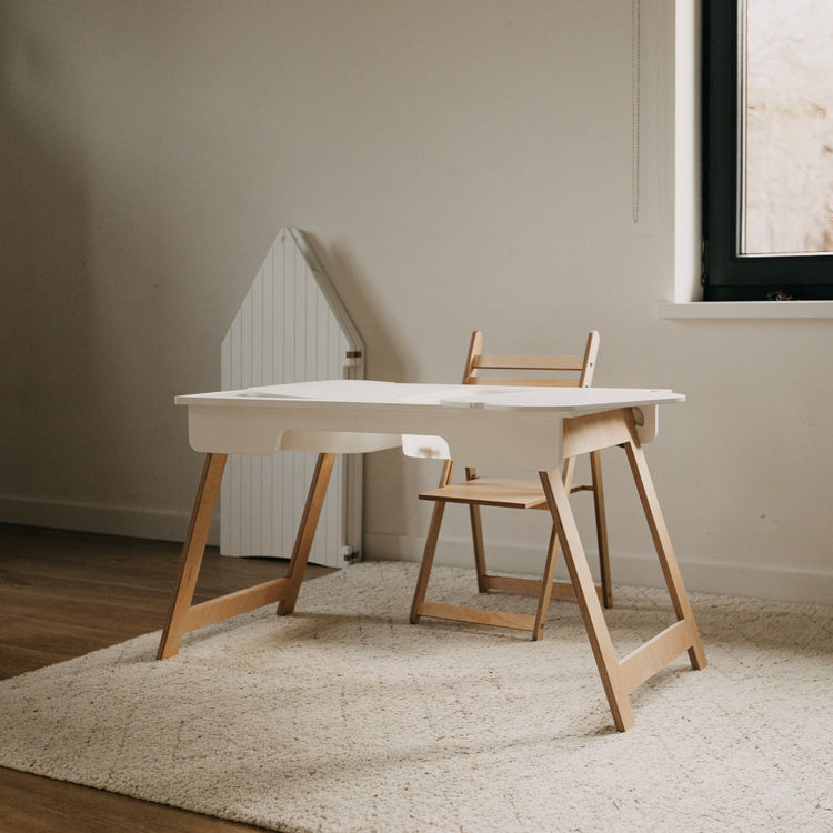 Duck Woodworks. Montessori sensory table with 2 boxes white