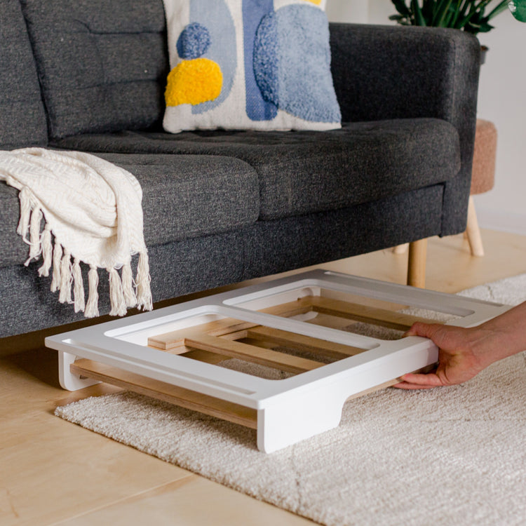 Duck Woodworks. Montessori sensory table with 2 boxes white