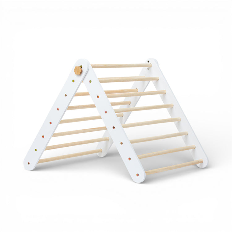 Duck Woodworks. Climbing triangle floor set with slide white