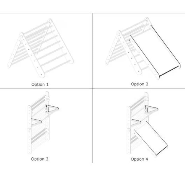 Duck Woodworks. Climbing triangle wall set with slide - natural