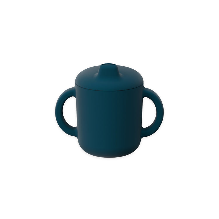 EKOBO. Bambino Silicone Sippy Cup with handles - Blue Abyss