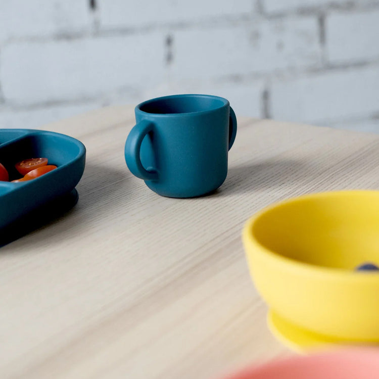 EKOBO. Bambino Silicone Sippy Cup with handles - Blue Abyss