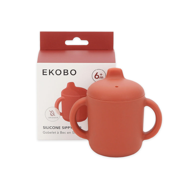 EKOBO. Bambino Silicone Sippy Cup with handles - Terracotta