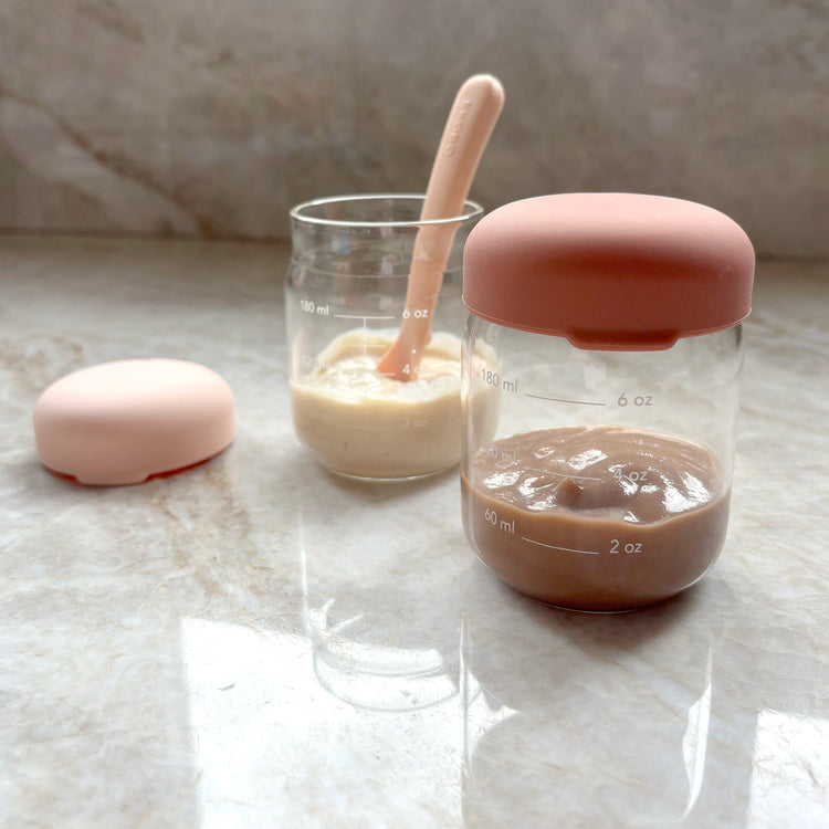 EKOBO. Bambino Food Storage Jar Set in Borosilicate Glass 180 ml - Blush / Terracotta