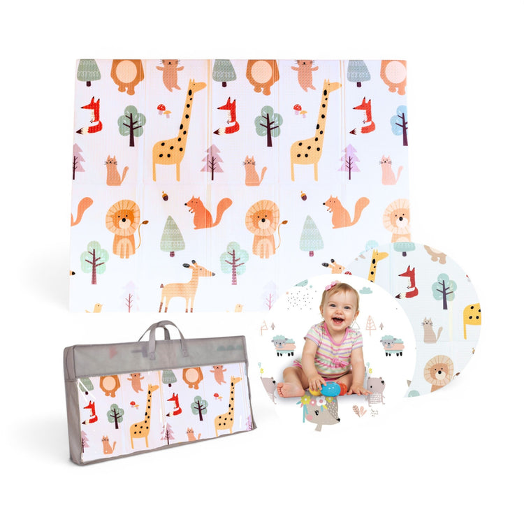 FAMILY NATION. Foldable Montessori Play Mat 2-in-1 - Animal Friends
