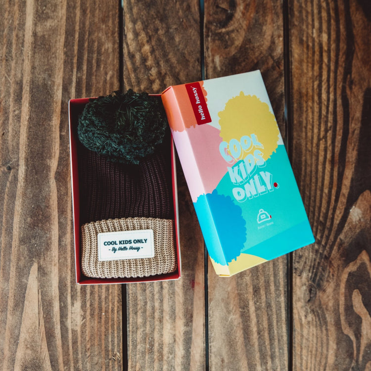 HELLO HOSSY. Color Block Pistachio beanie