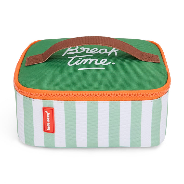HELLO HOSSY. Green Stripes Lunch Bag