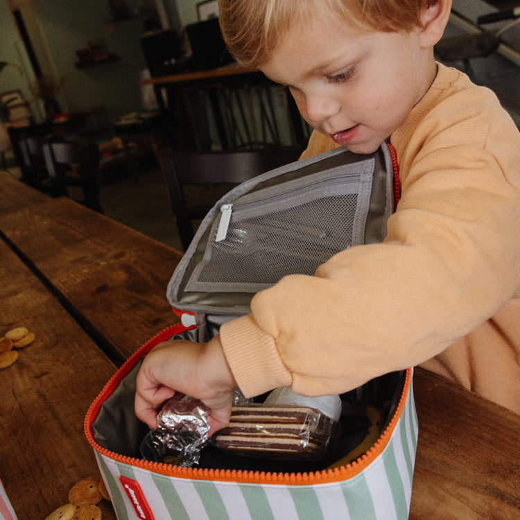 HELLO HOSSY. Green Stripes Lunch Bag