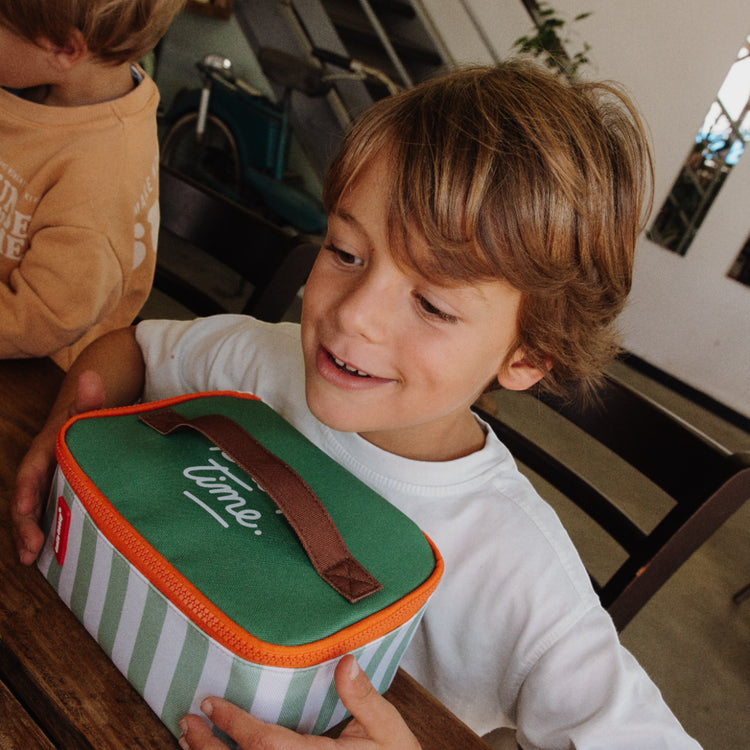 HELLO HOSSY. Green Stripes Lunch Bag