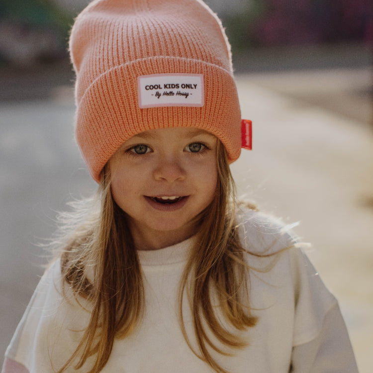 HELLO HOSSY. Pop Apricot beanie