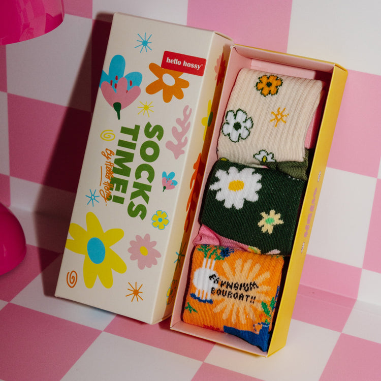 HELLO HOSSY. 3 Pack Socks Wildflowers - 1-2 years