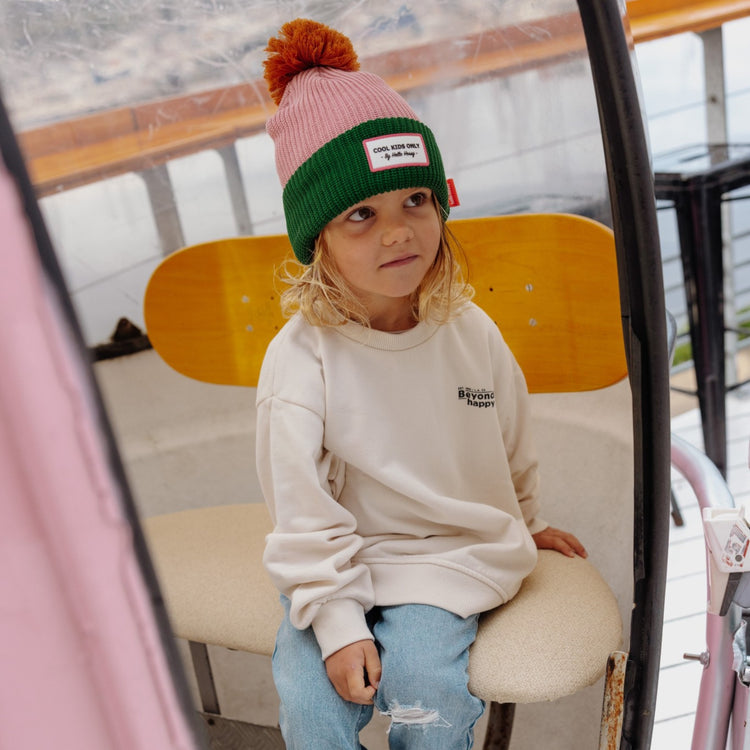 HELLO HOSSY. Color Block Rosy beanie