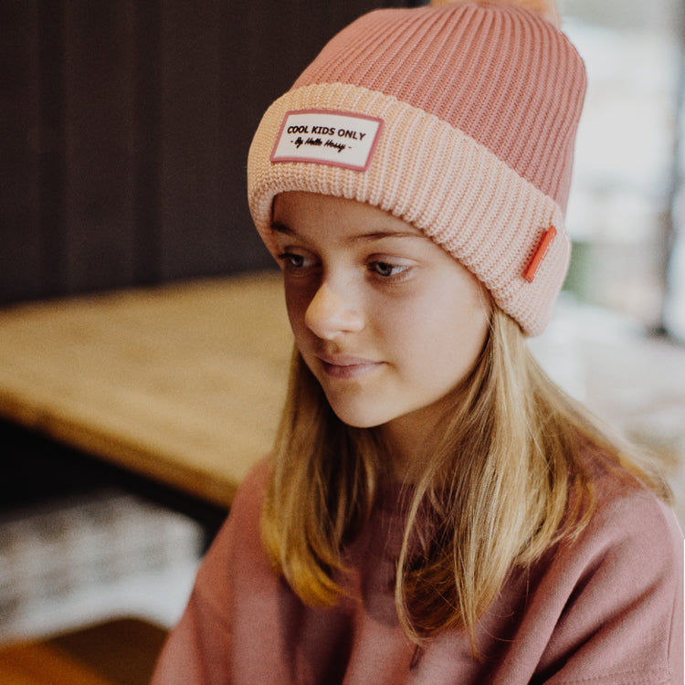 HELLO HOSSY. Color Block Blush beanie