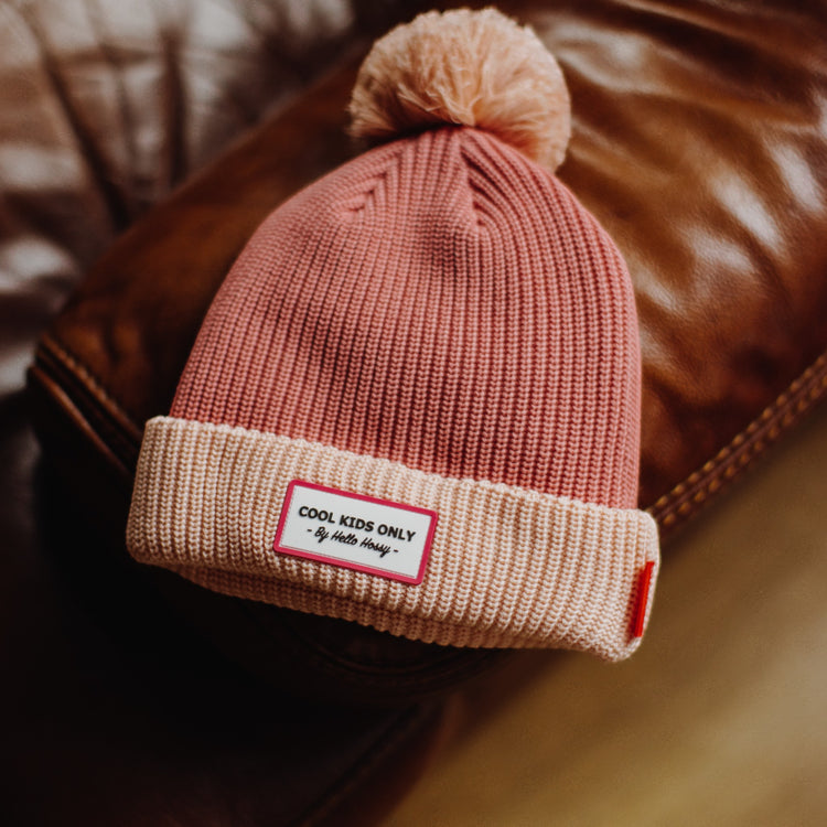 HELLO HOSSY. Color Block Blush beanie