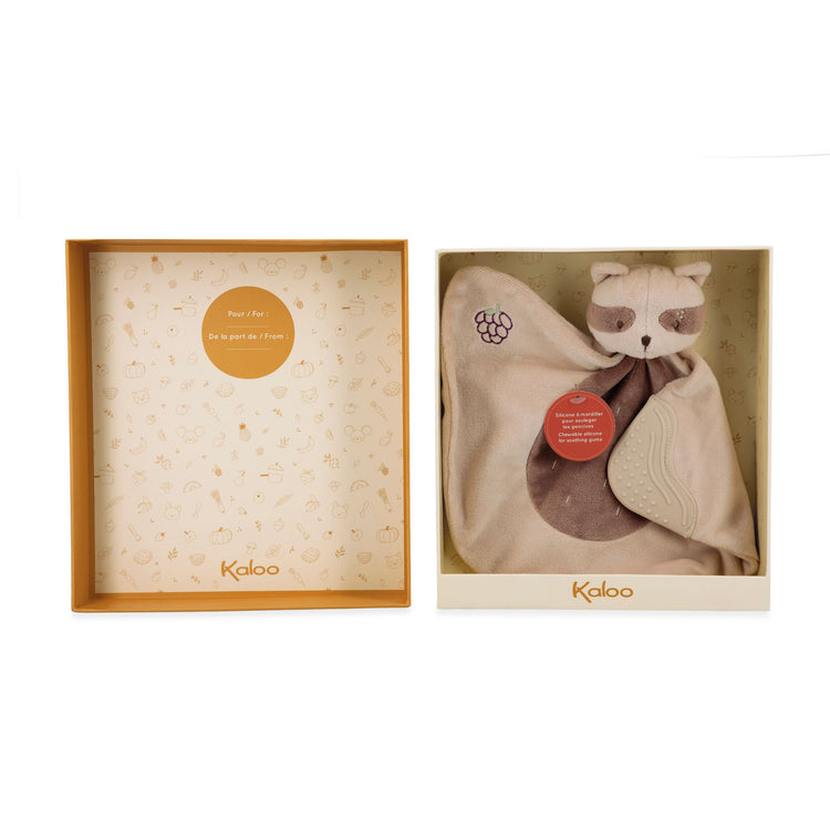 GRIGNOTI. Raccoon teether doudou