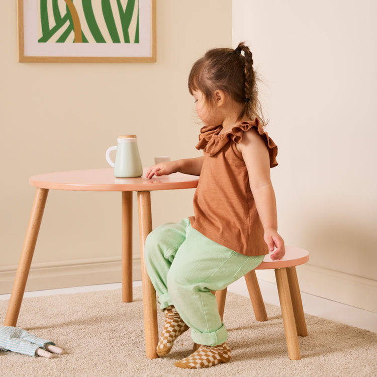 KIDS CONCEPT. Stool and table set appricot