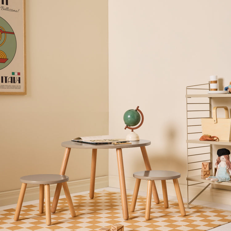 KIDS CONCEPT. Stool and table set light brown