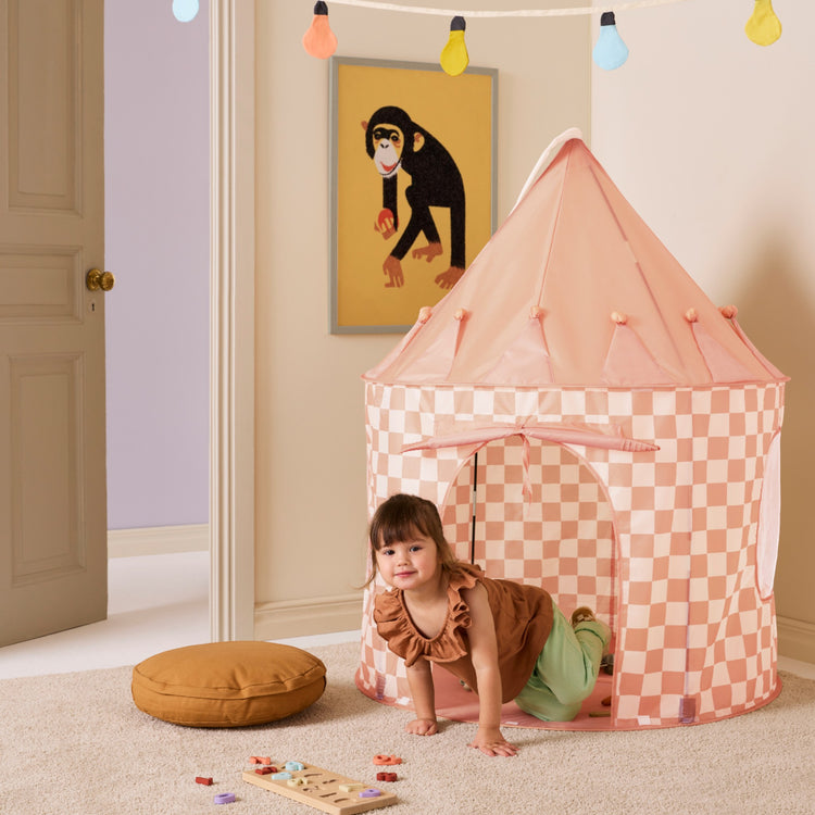 KIDS CONCEPT. Play tent check apricot STAR