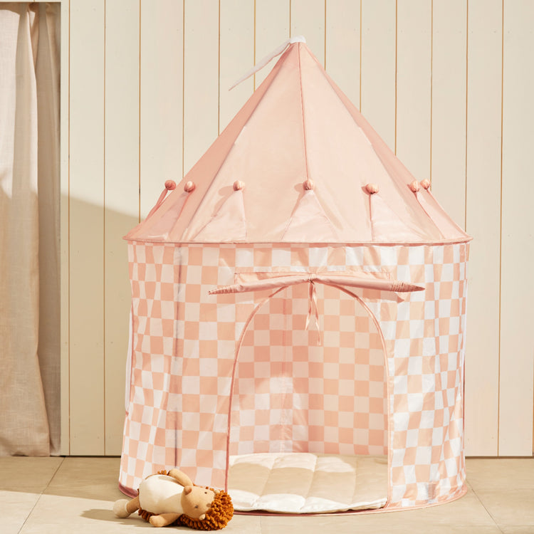 KIDS CONCEPT. Play tent check apricot STAR