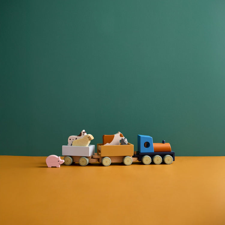 KIDS CONCEPT. Ξύλινο τρενάκι με ζώα της φάρμας AIDEN
