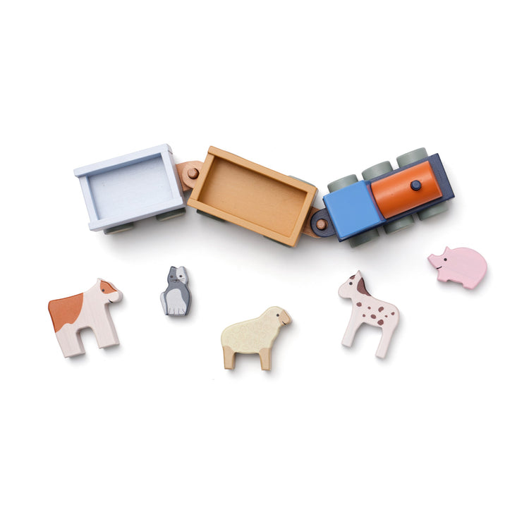 KIDS CONCEPT. Ξύλινο τρενάκι με ζώα της φάρμας AIDEN