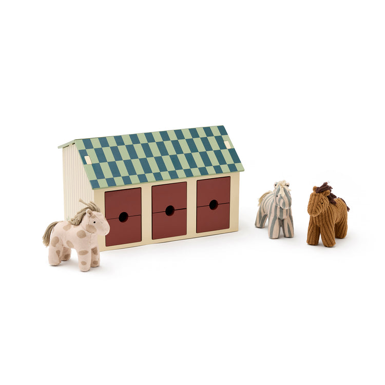 KIDS CONCEPT. Ξύλινος στάβλος με 3 αλογάκια