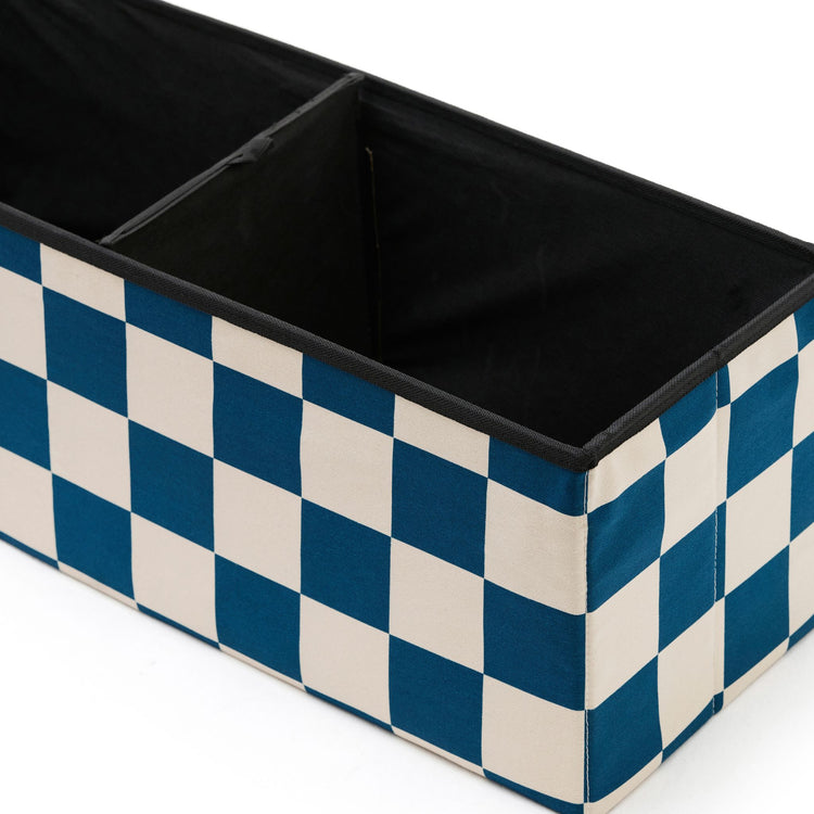 KIDS CONCEPT. Σκαμπό με αποθηκευτικό χώρο  80cm (πετρόλ-λευκό καρό)