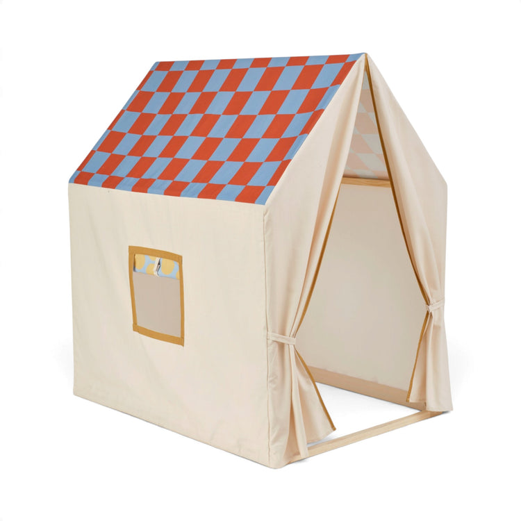KIDS CONCEPT. Play house tent dusty blue check