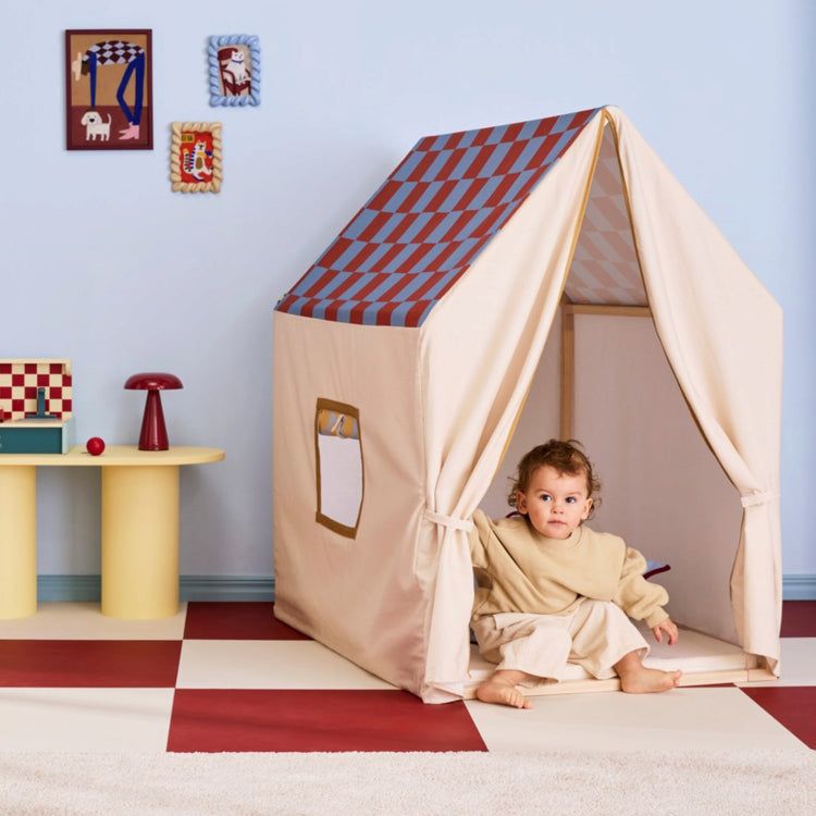 KIDS CONCEPT. Play house tent dusty blue check
