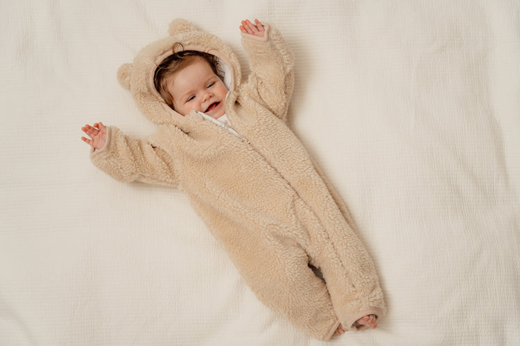 LITTLE DUTCH. Teddy one-piece suit Baby Bunny Sand