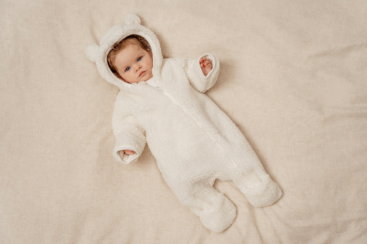 LITTLE DUTCH. Ολόσωμο φορμάκι εξόδου teddy Baby Bunny Off-White - No 50/56