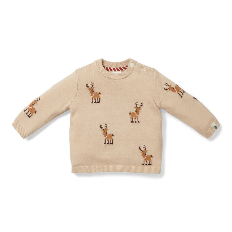 LITTLE DUTCH. Knitted Christmas sweater reindeers - 68