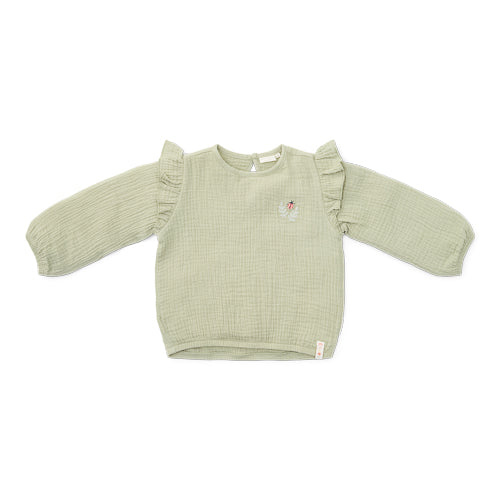 LITTLE DUTCH. Blouse long sleeve muslin Grass Green