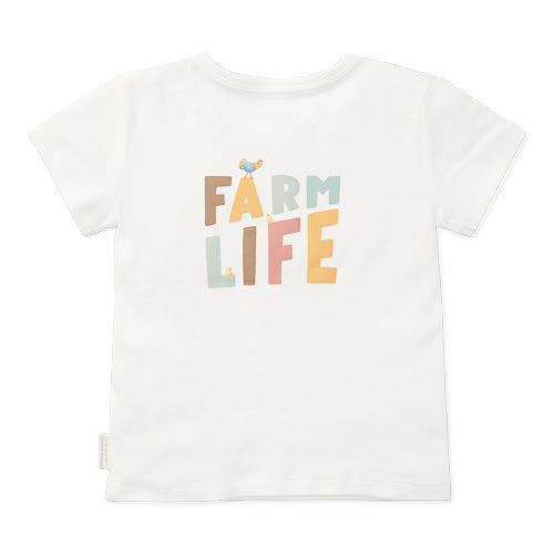LITTLE DUTCH. Μπλουζάκι κοντομάνικο με τσέπη Off White Farm Life
