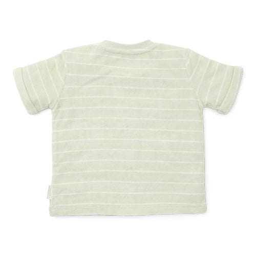 LITTLE DUTCH. Terry cloth T-shirt short sleeves terry cloth Farm Green Stripes - 74