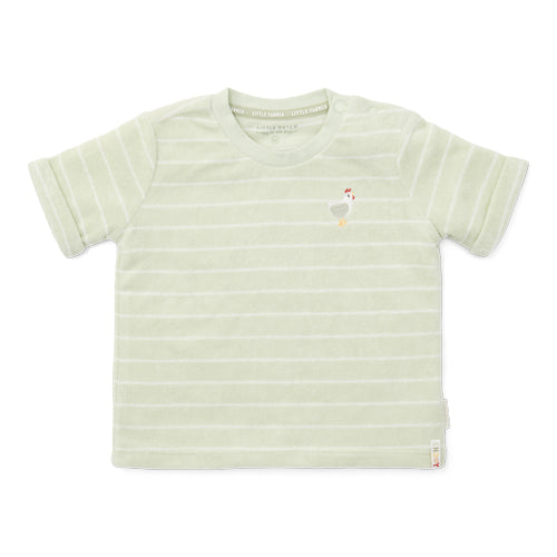 LITTLE DUTCH. Terry cloth T-shirt short sleeves terry cloth Farm Green Stripes - 104