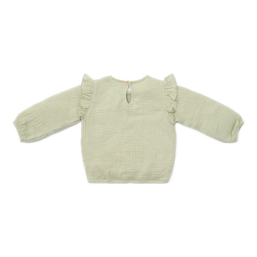 LITTLE DUTCH. Blouse long sleeve muslin Grass Green - 104