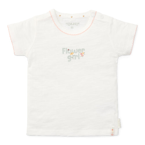 LITTLE DUTCH. T-shirt short sleeves Off White Flower Girl - 80