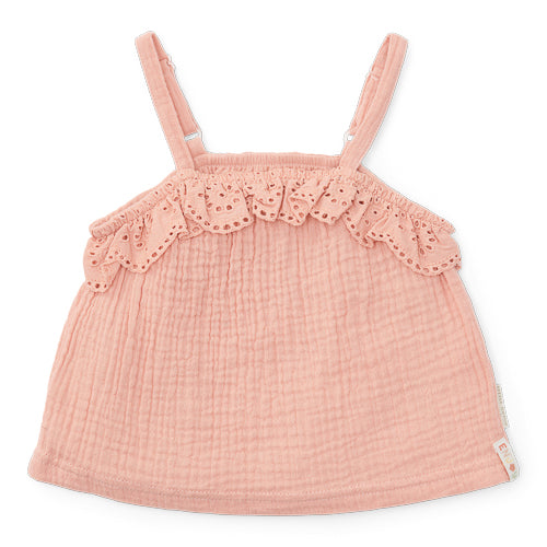 LITTLE DUTCH. Singlet muslin Flower Pink - 86