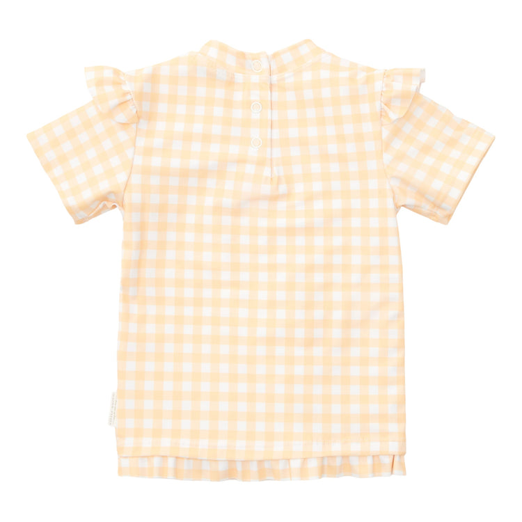 LITTLE DUTCH. Μπλουζάκι κοντομάνικο με βολάν με προστασία UV Sunshine Checks