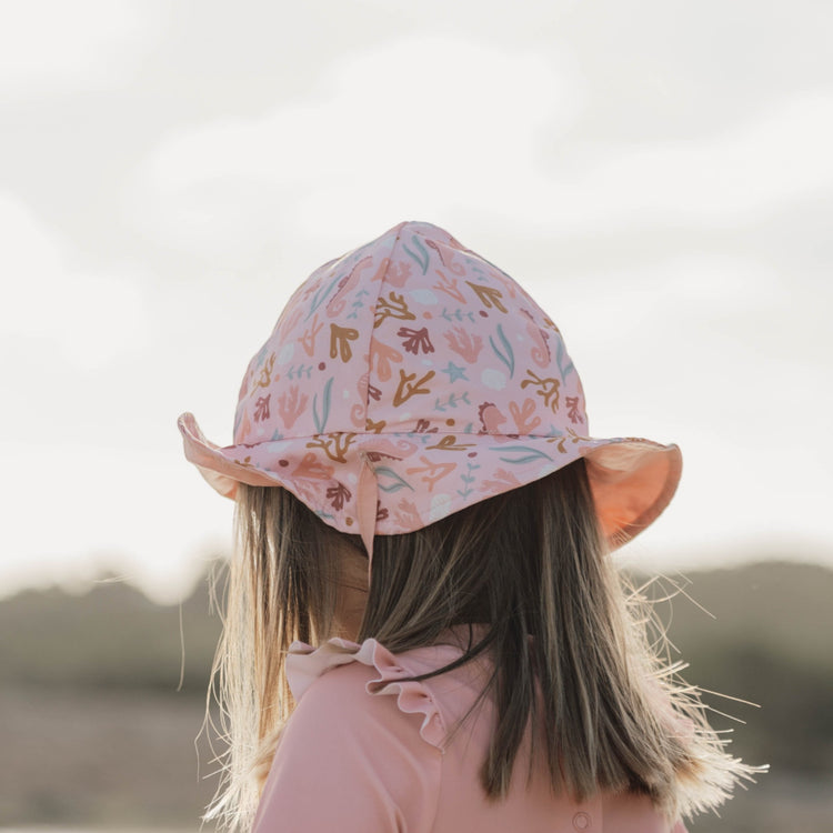 LITTLE DUTCH. Παιδικό καπέλο ήλιου διπλής όψης Starfish Pink / Ocean Dreams Pink