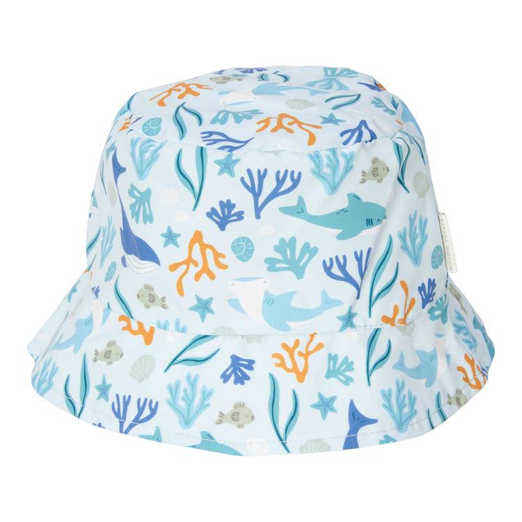 LITTLE DUTCH. Παιδικό καπέλο ήλιου διπλής όψης Honey Stripes / Ocean Dreams Blue - No 1