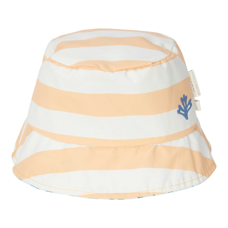 LITTLE DUTCH. Παιδικό καπέλο ήλιου διπλής όψης Honey Stripes / Ocean Dreams Blue - No 1 (62/68 - 74/80)