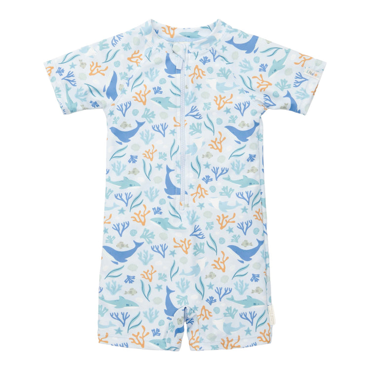 LITTLE DUTCH. Swimsuit short sleeves Ocean Dreams Blue - 98/104