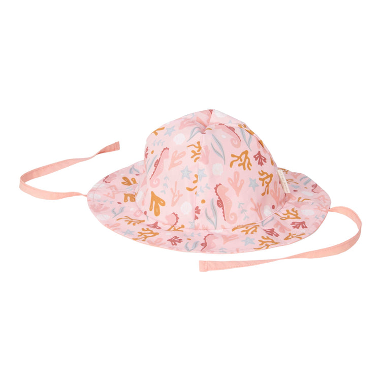 LITTLE DUTCH. Παιδικό καπέλο ήλιου διπλής όψης Starfish Pink / Ocean Dreams Pink - No 2