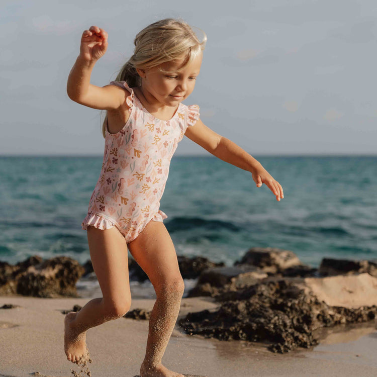 LITTLE DUTCH. Bathsuit ruffles Ocean Dreams Pink - 62/68