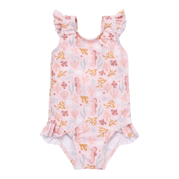 LITTLE DUTCH. Bathsuit ruffles Ocean Dreams Pink - 74/80