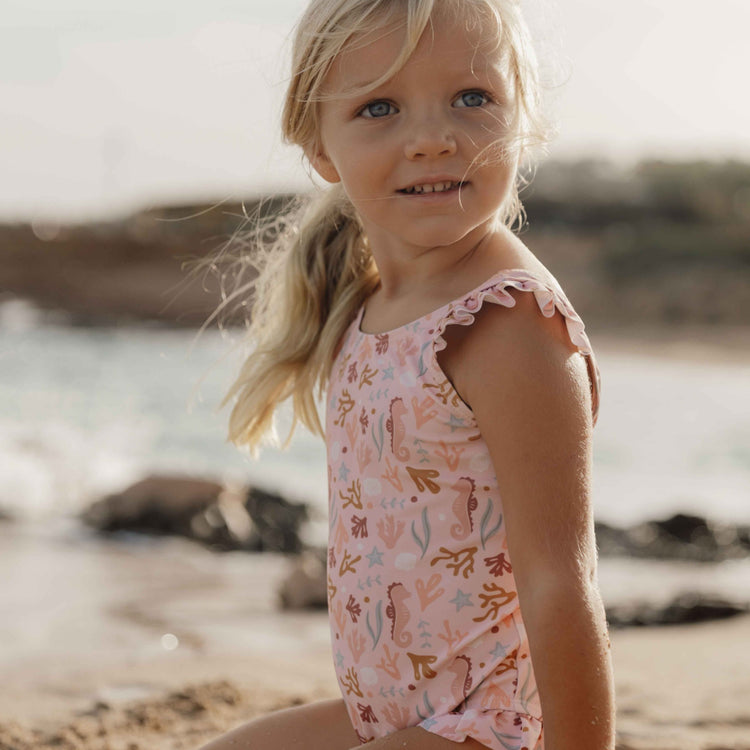 LITTLE DUTCH. Bathsuit ruffles Ocean Dreams Pink - 74/80