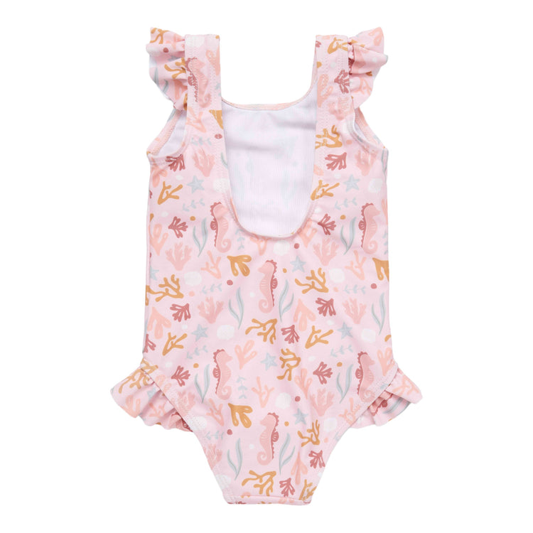 LITTLE DUTCH. Bathsuit ruffles Ocean Dreams Pink - 98/104